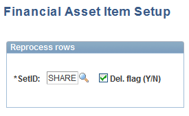 Financial Asset Item Setup page