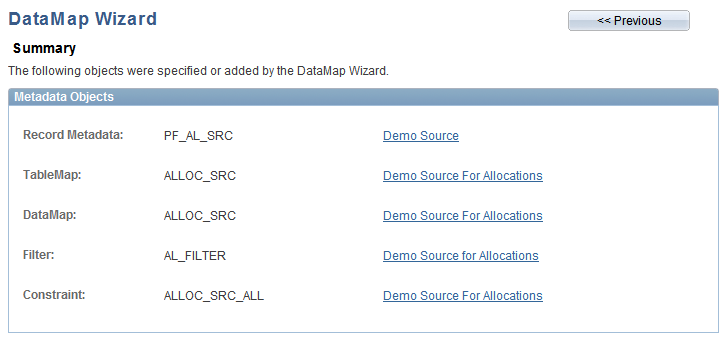 Datamap Wizard - DataMap summary