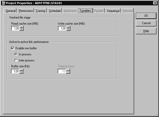 Project Properties - Tunables Tab