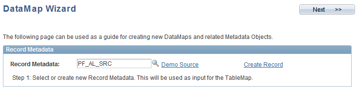 Datamap Wizard - Record Metadata input