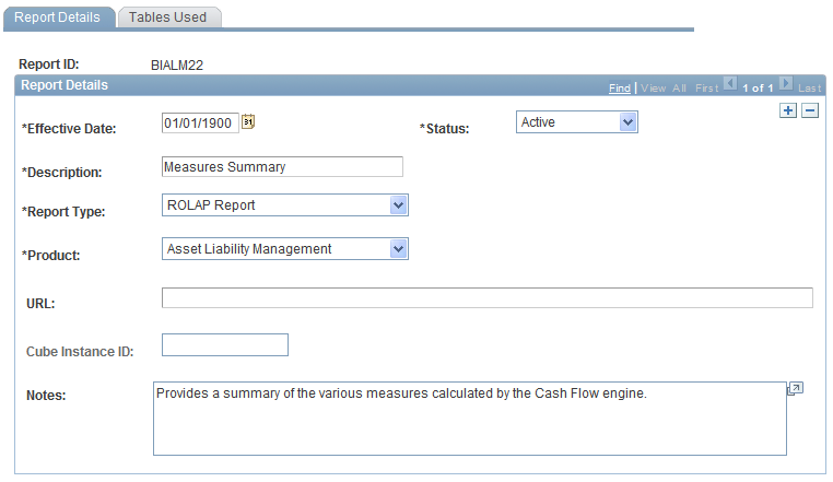 Report Details page