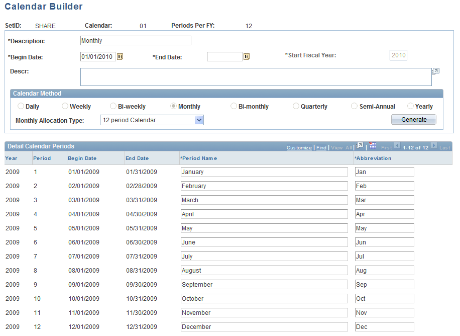 Defining Accounting Calendars Defining Accounting Calendars