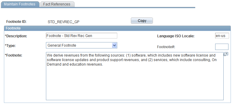 Maintain Footnotes page