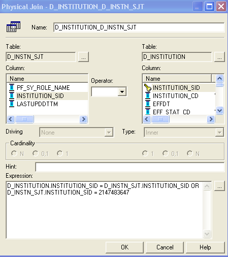 Physical Diagram - Physical Join page (example 1 of 2)Physical Diagram - Physical Join page