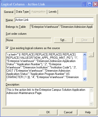 Logical Column page: General tabLogical Column page