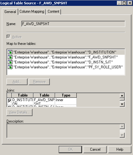 Business Model and Mapping layer - Logical Table Source page (example 2 of 3)