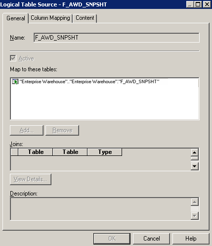 Business Model and Mapping layer - Logical Table Source page (example 3 of 3)