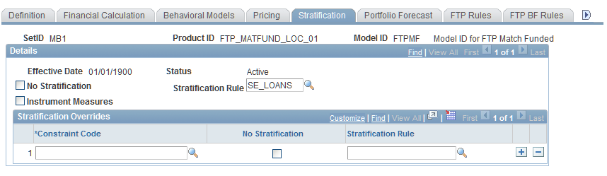 Financial Calculation Rules - Stratification page