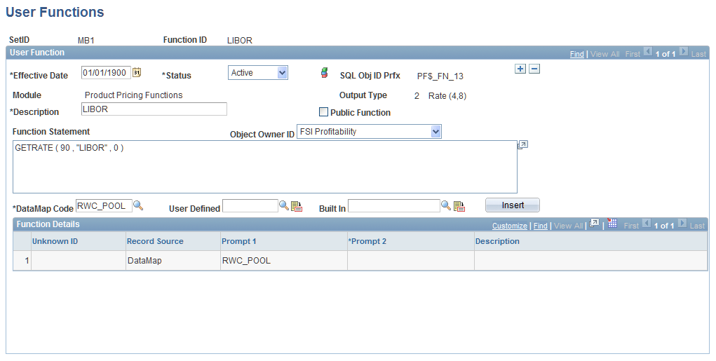 User Functions page