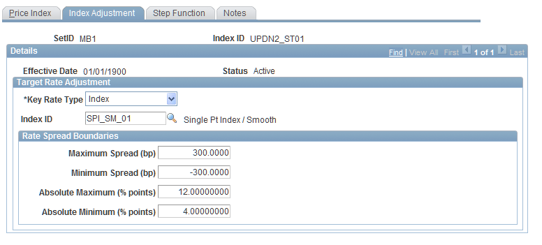 Index Adjustment Page