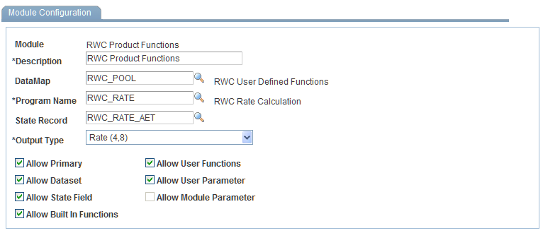 Module Configuration page