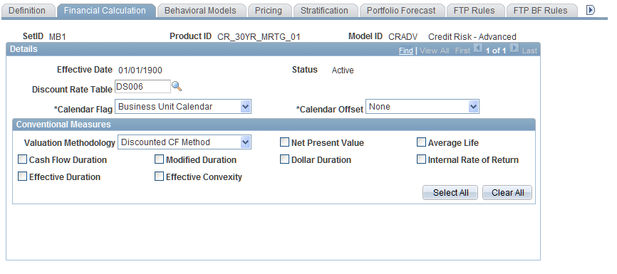 Financial Calculation Rules - Financial Calculation page