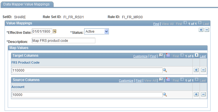 Data Mapper Value Mappings page