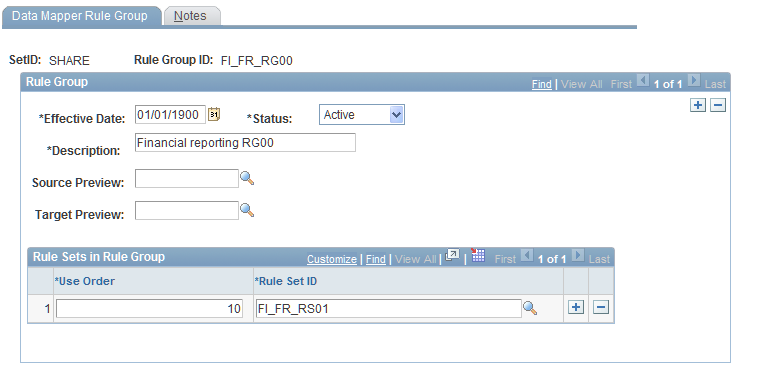 Data Mapper Rule Group page