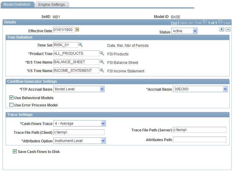 Model Definition Page