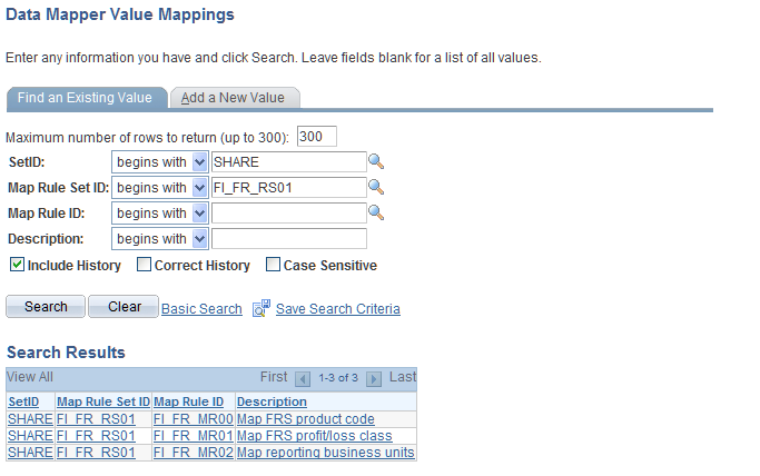 Look Up Map Rule ID search page