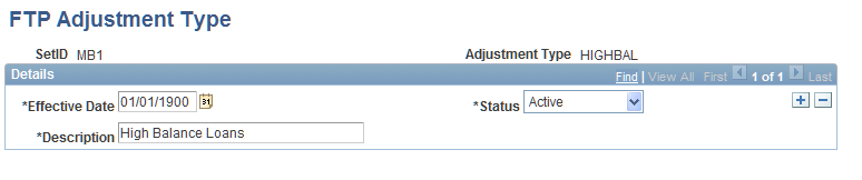 FTP Adjustment Type page