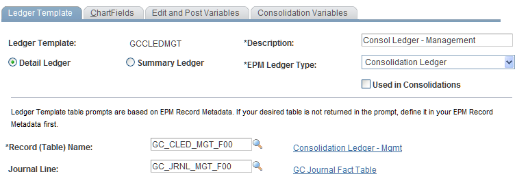 Defining Ledger Templates