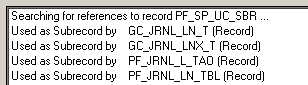 PF_SP_UC_SBR Definition Reference Search Result