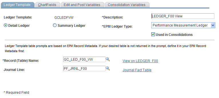 Ledger Template page for a no preparation ledger template