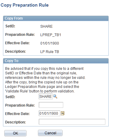 Copy Preparation Rule page