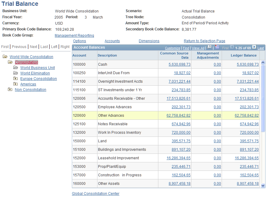 Trial Balance page