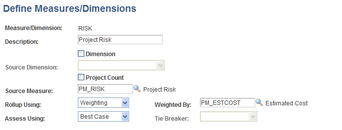 Define Measures/Dimensions page