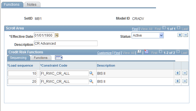 Credit Risk Functions page (1 of 2)