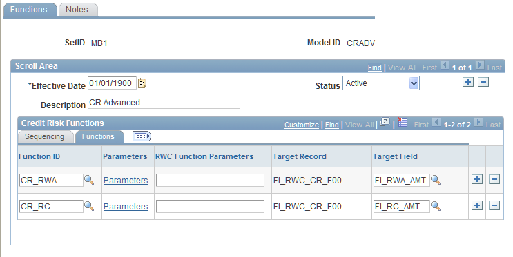 Credit Risk Functions page (2 of 2)