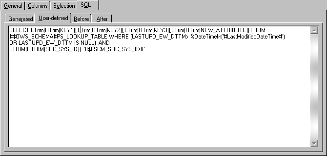 DRS Lookup with user defined SQL