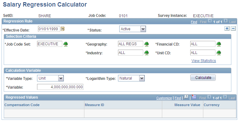 Salary Regression Calculator page