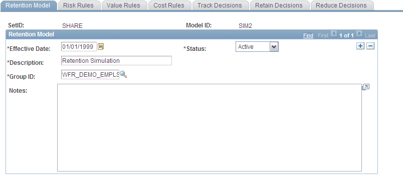 Retention Model - Retention Model page