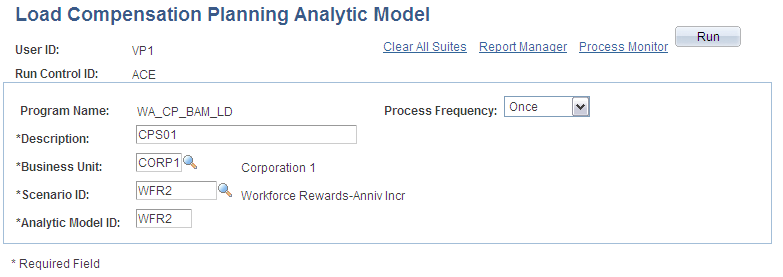Load Compensation Planning Analytic Model page