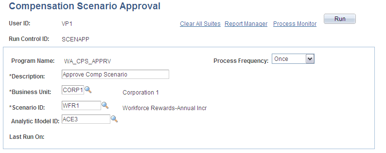 Compensation Scenario Approval page