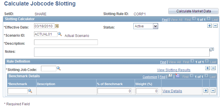 Calculate Jobcode Slotting page