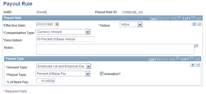 Payout Rule page