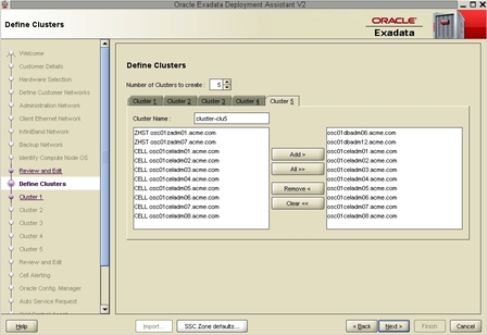 image:Graphic showing Define Cluster page for cluster 5.