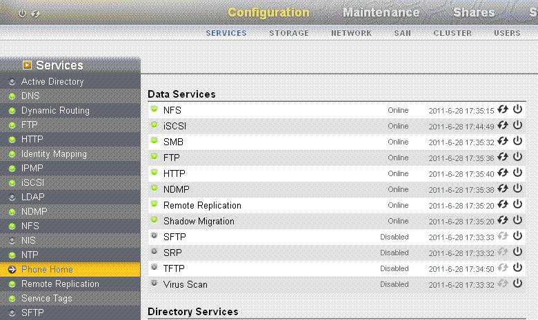 image:Graphic showing the Phone Home Tab on the List of Services                             page.