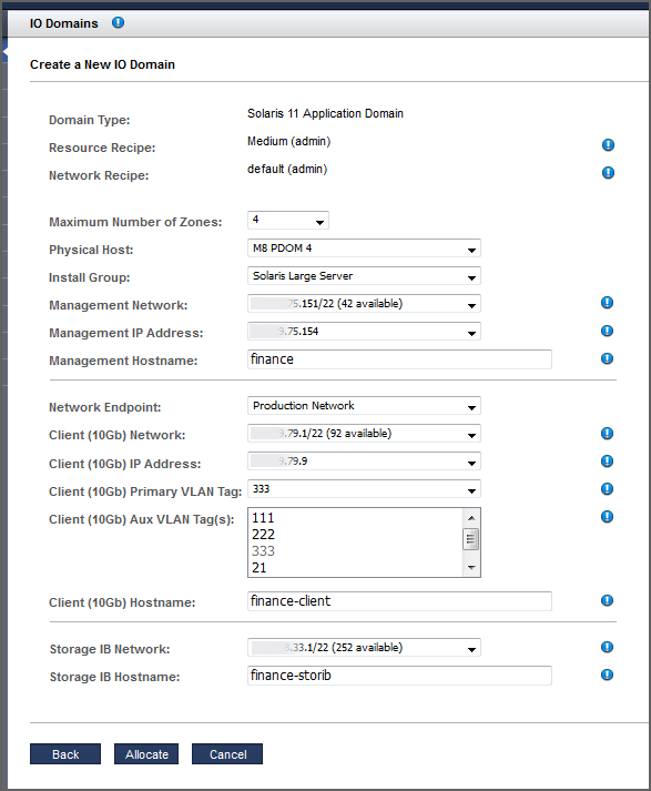 image:A screen shot showing the parameters for a new Application Domain.