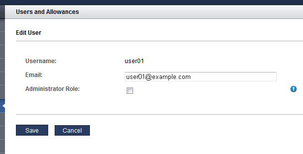 image:A screen shot showing edit user page.