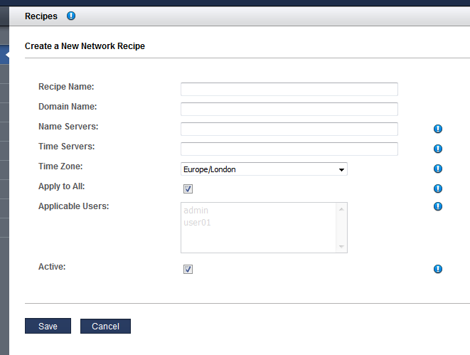 image:A screen shot showing the New Network Recipe screen.