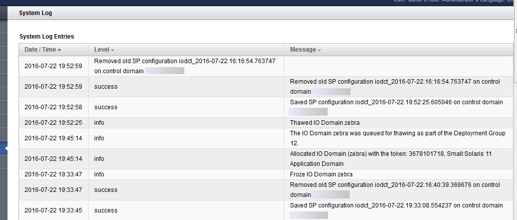 image:A screen shot showing the system log.