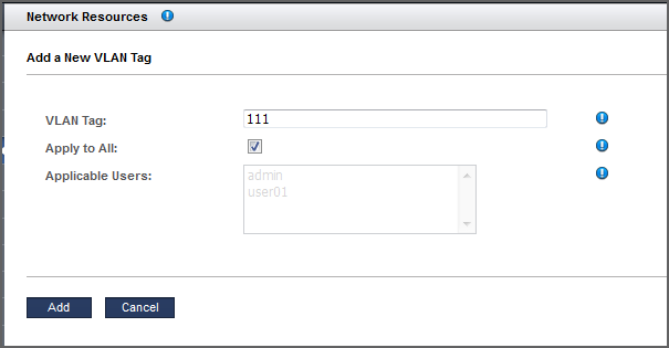 image:A Screen shot showing how to create a VLAN tag by assigning it a number and determining who will have access to it.