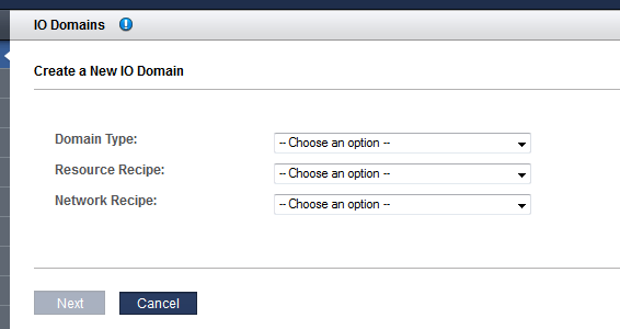 image:「新しい I/O ドメインの作成」画面を示すスクリーンショット。
