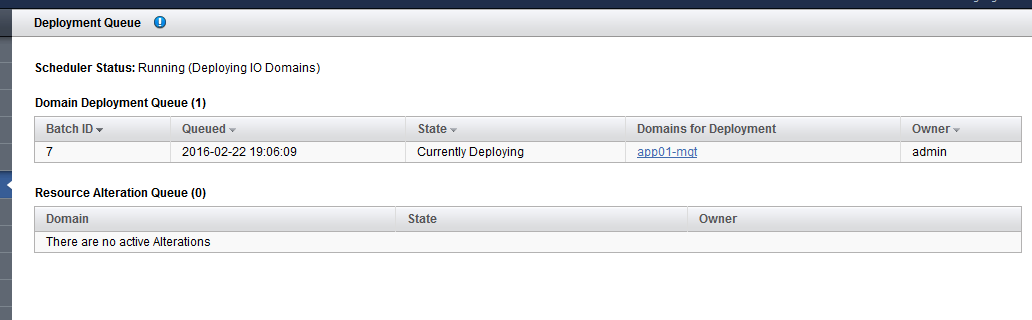 image:「配備キュー」画面を示すスクリーンショット。