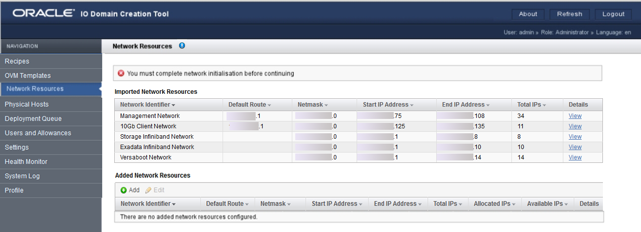 image:「ネットワークリソース」画面を示すスクリーンショット。