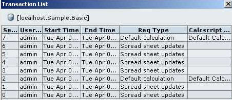 この図は、Administration Servicesコンソールに記録されたトランザクションを示しています。