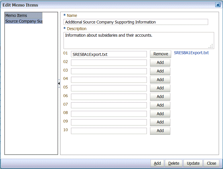 イメージは「メモ・アイテムの編集」画面を示します。