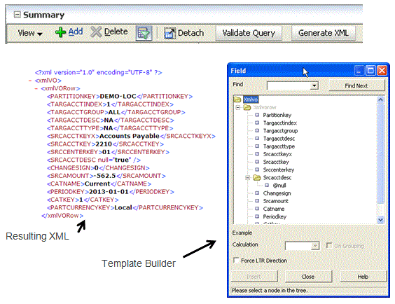 Images show the process for creating a report template. 