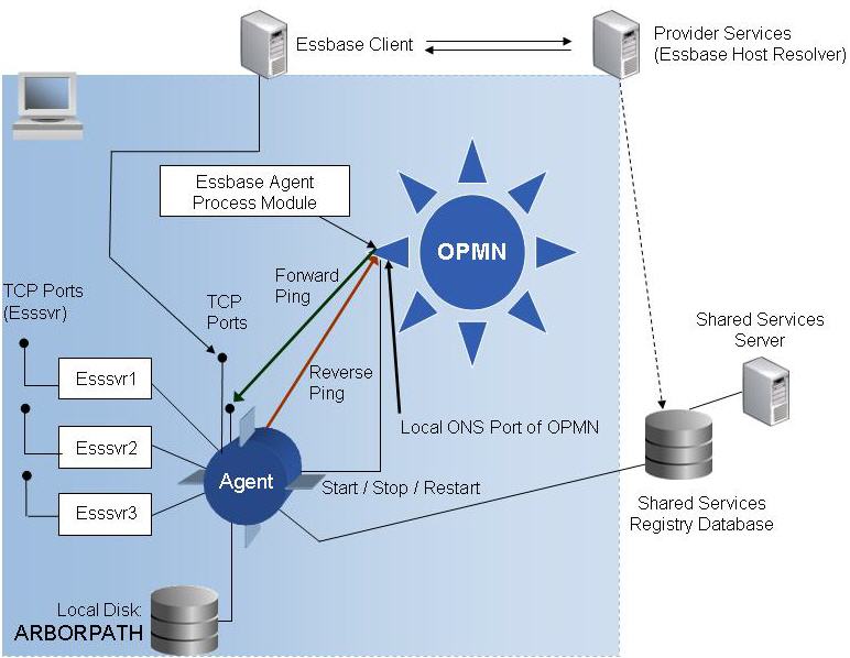 EssbaseとOPMNの統合。
